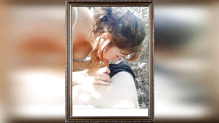 Рыжая чикса весело отсасывает в кустах